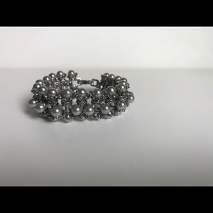 Banana Republic silver and faux pearl bracelet.